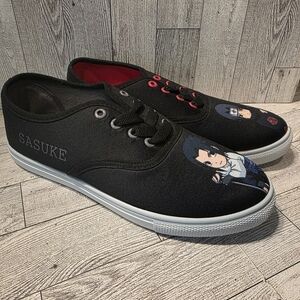 Naruto Sasuke Black Anime-Inspired Sneakers for Men Size 8